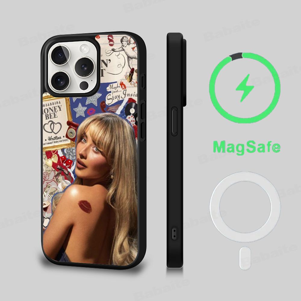 Чехол для телефона Singer S-Sabrina C-Carpenter Магнитный чехол Для IPhone 16 14 13 12 11 15 Pro Max Plus Для Magsafe Беспроводная зарядка