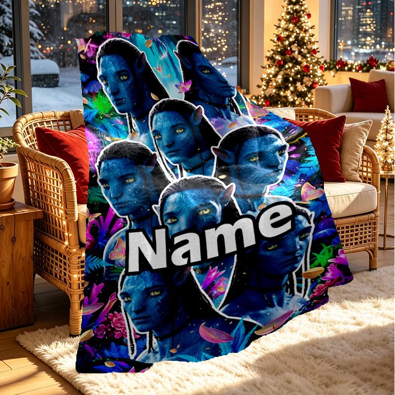 Custom Name Personalized Avatar Print Blanket, Home Decor, Bedroom, Sofa, Camping, Couch, Gifts for Birthday Christmas
