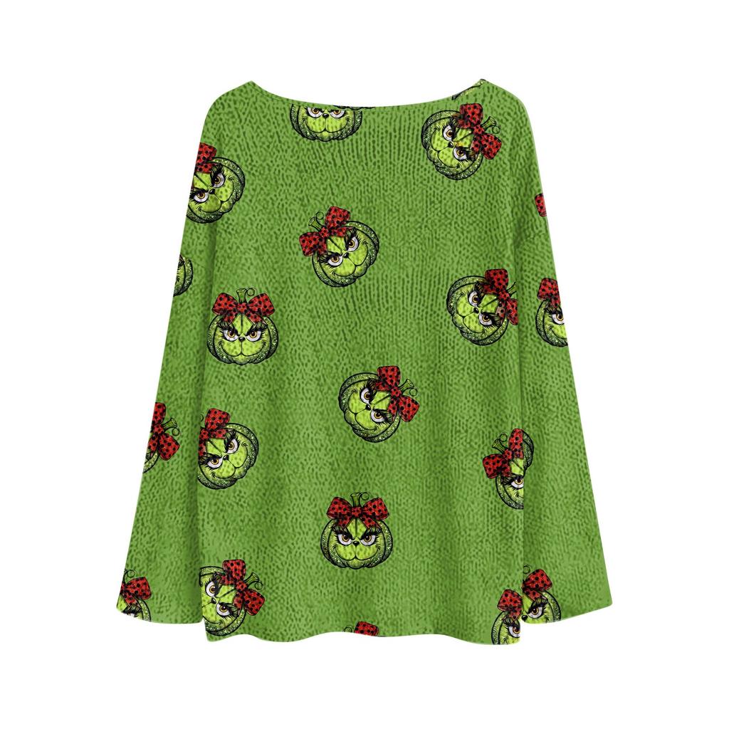 Womens Fall Sweaters Long Sleeve Print Tops Pullover Sweaters Loose Dressy Casual Basic Clothes