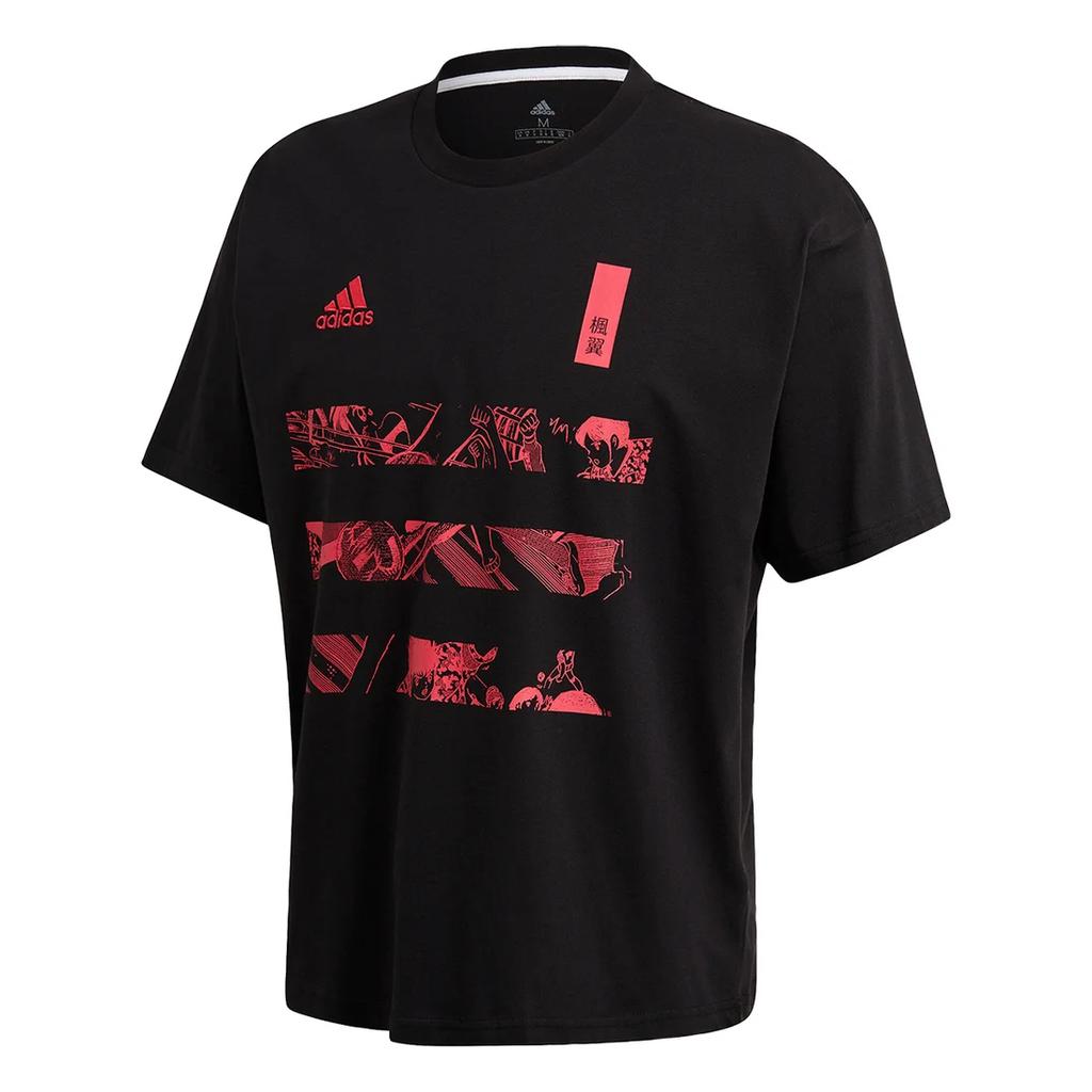 adidas Captsuba Удобная мягкая универсальная футболка с коротким рукавом унисекс-топы черного и розового цвета GK3441