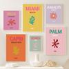 Preppy Colorful Travel Prints Miami Bondi Palm Lbiza Capri Amalfi Poster Nordic Canvas Painting Retro Gallery Wall Beach Art Set