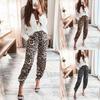 Autumn and WinterWomen's Trousers Leopard Print Stretch Waist Casual Waist Trousers