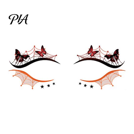Water Transfer Face Decals Halloween Temporary Tattoos for Women, Waterproof Pumpkin Spiderweb Eye Art Stickers Masquerade Carnival Cosplay