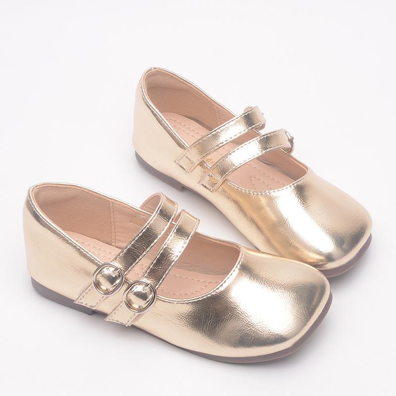 Children's leather shoes, new spring and autumn models, children's princess shoes, soft-soled shoes for little girls, baby single shoes gold Chelsea