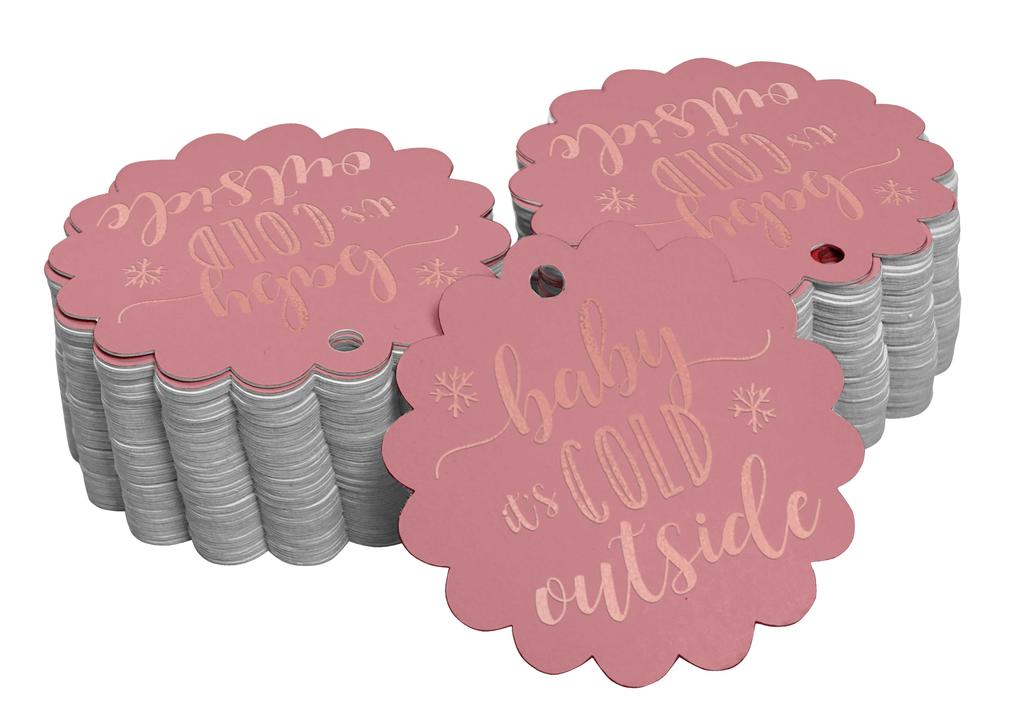 Inkdotpot Gold Foil Paper Hang Tags Baby It's Cold Outside Baby Shower Favor Tags 100