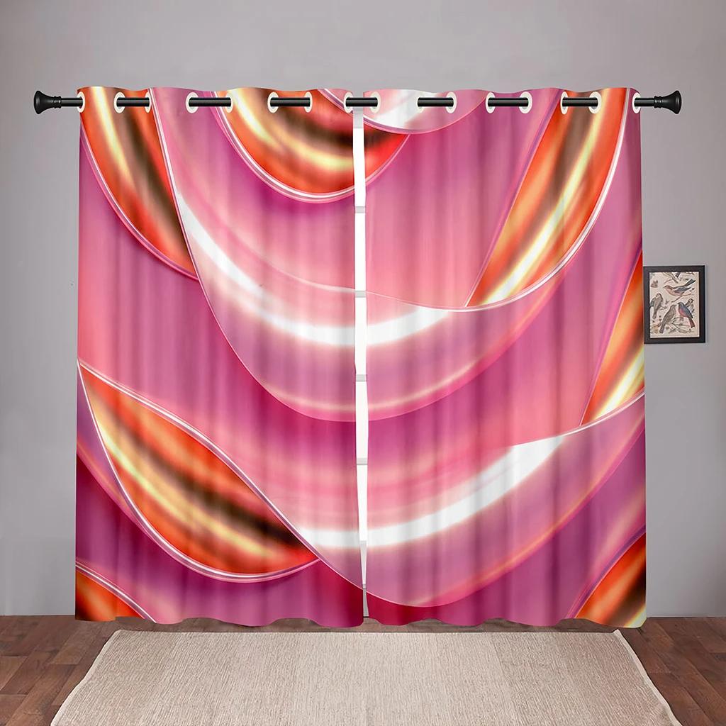 Render Abstract Art Wavy Blackout Window Curtain for Bedroom Living Room Bathroom Kicthen Door Hall Home Hook High Shading New