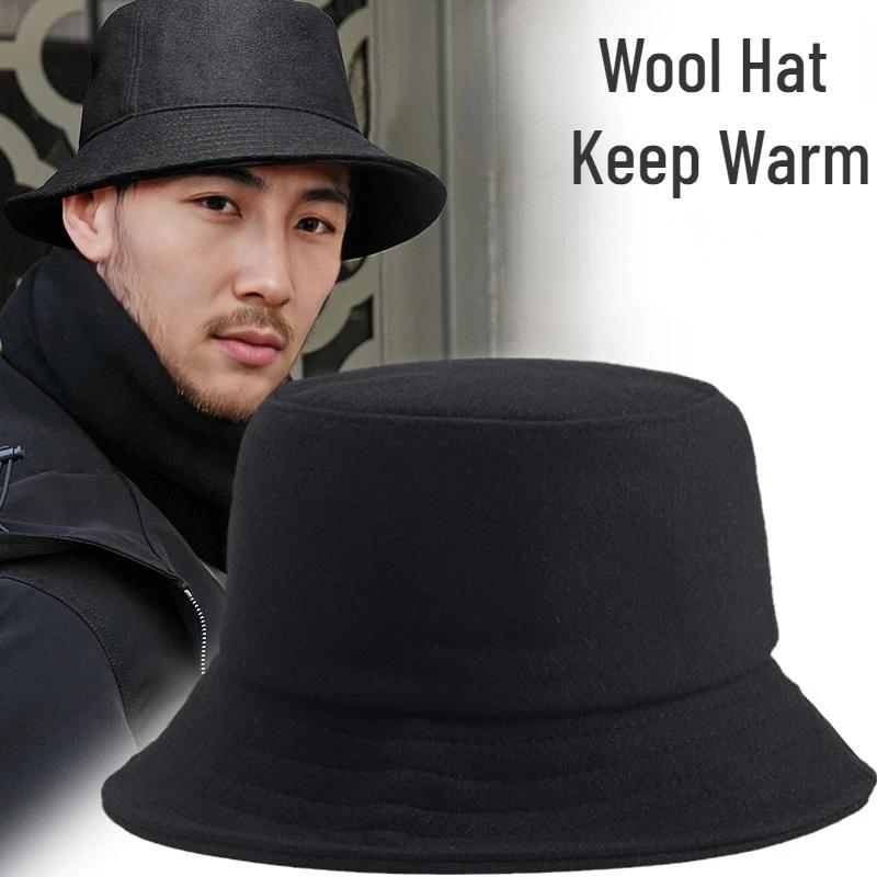Winter Wool Bucket Hat for Men Women Warm Unsex Fisherman Hat Big Brim Fashion Designer Solid Color Big Brim Face Smaller