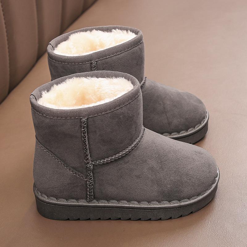 Kids' 2024 Winter Snow Boots - New Style Suede Short Boots for Boys and Girls, Plus Velvet Lined for Warmth