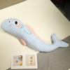 Plush Whale Body Pillow Checkered Healing Stress Relief Pillow Long Hugging Pillow for Side Sleepers And Cuddling
