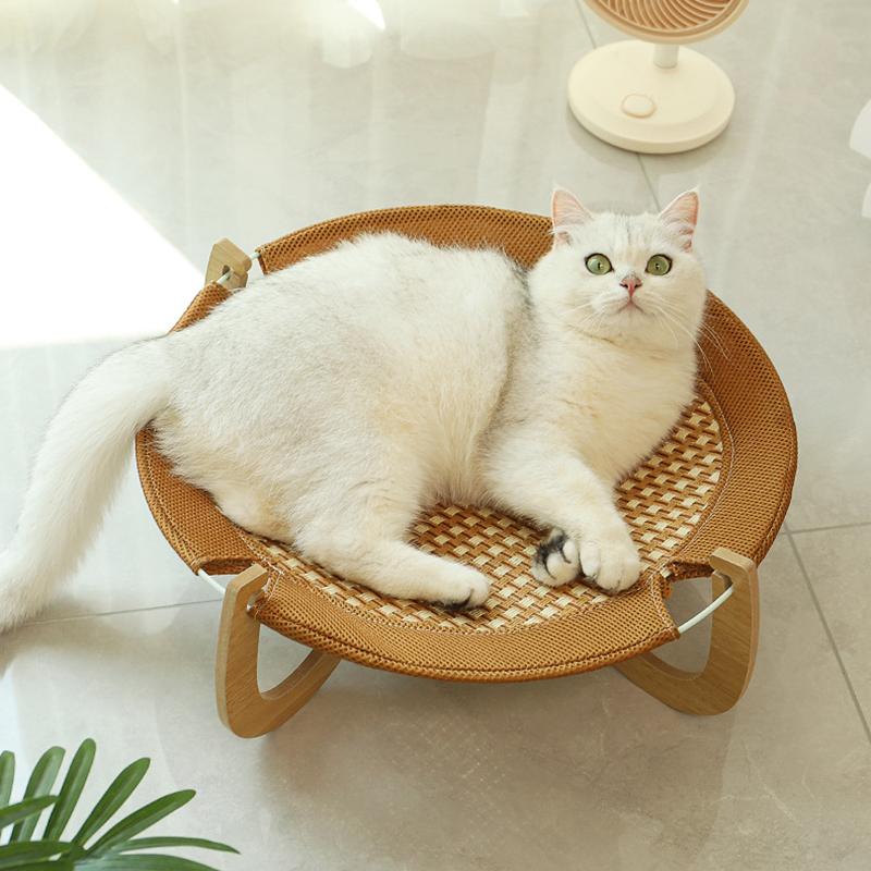 Летняя кошачья кровать, дышащая крутая кровать для котенка, деревянный гамак для кошек, коврик для домашних животных, спальная кровать