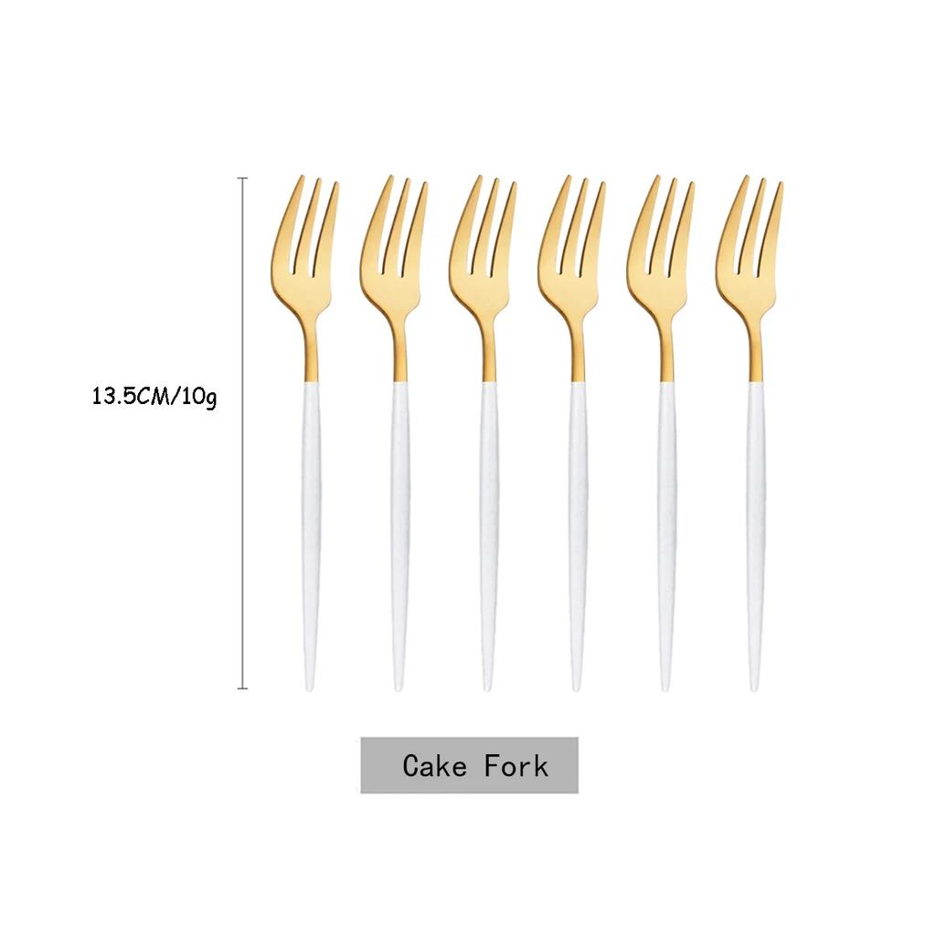 6Pcs Silver Fruit Cake Dinnerware Set Mirror Stainless Steel Tea Fork Set Snack Fork Small Salad Cutlery Kitchen Utensils