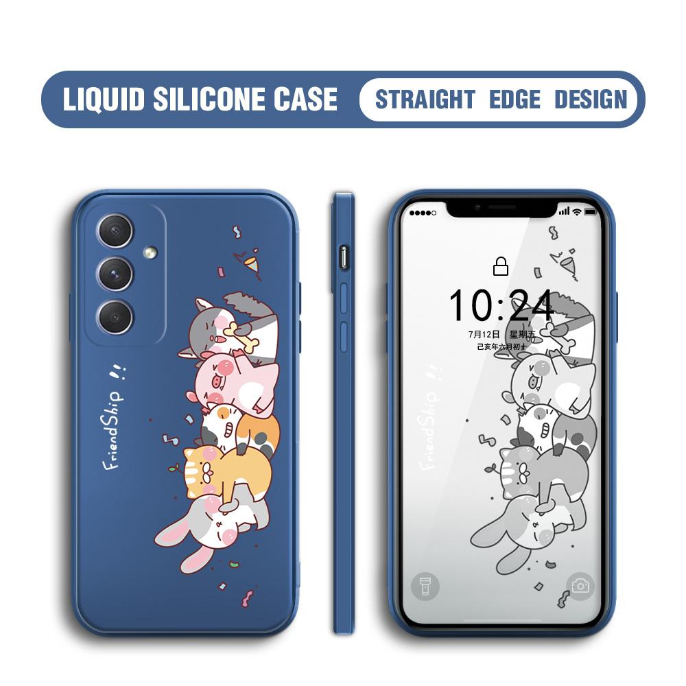 Чехол для телефона с изображением мультяшных животных и дружбой, квадратный, жидкий силикон, TPU, полное покрытие камеры, противоударный защитный чехол для Samsung Infinix Tecno