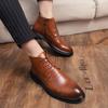 Gentleman Casual Boots British Style Ankle Boots Luxury Men Leather Boots Fashion Business Shoes Daily Original Lace-up Boots