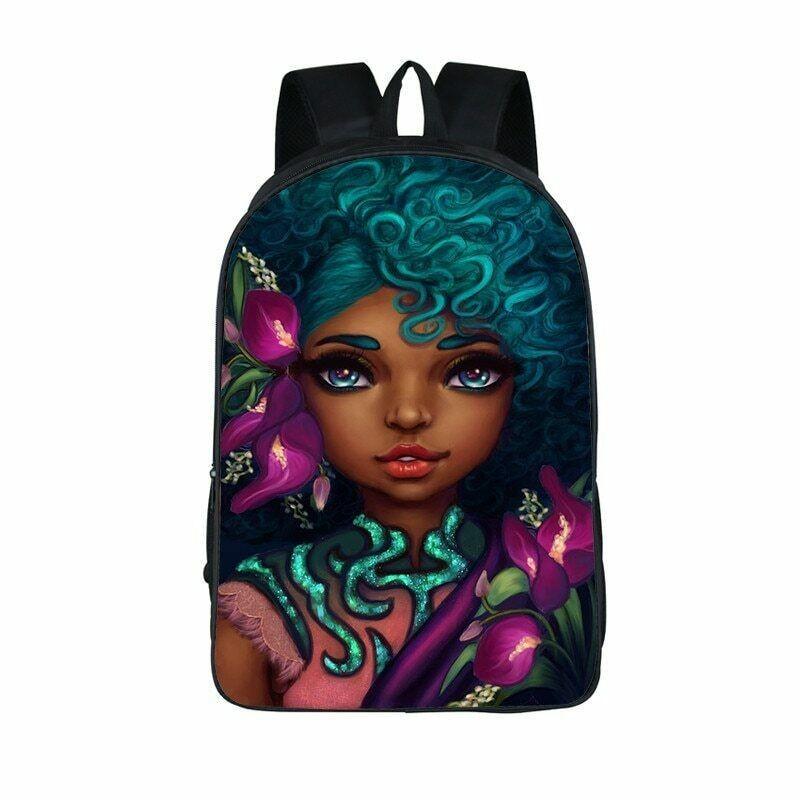 Афроафриканская красота Черная принцесса Водонепроницаемый школьный рюкзак с регулируемыми плечевыми лямками
