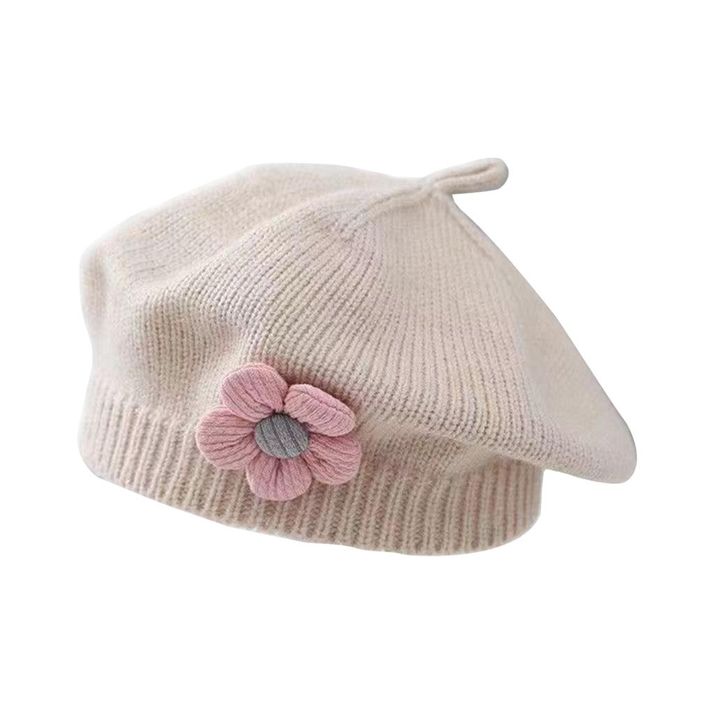 Winter Toddlers Beret Princess Girls Warm Hat Lovely Knitted Cap Windproof Beanie Baby Stylish Bonnet for Infant 6M-4T