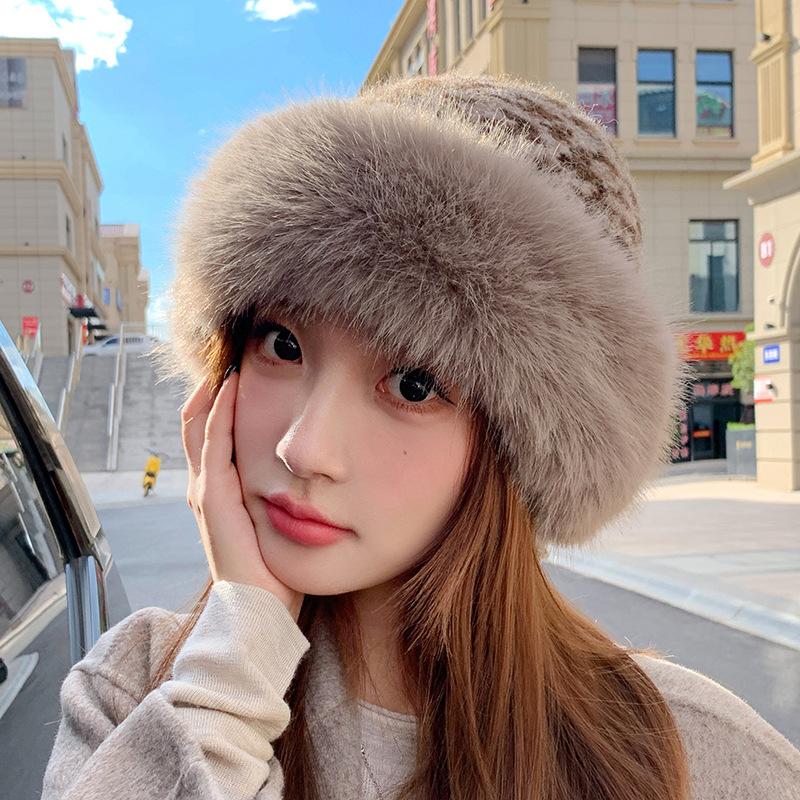 Imitation Mink Fur Straw Hat Women's Autumn and Winter Plush Bucket Hat Warm Ear Protection Mongolian Hat Basin Hat