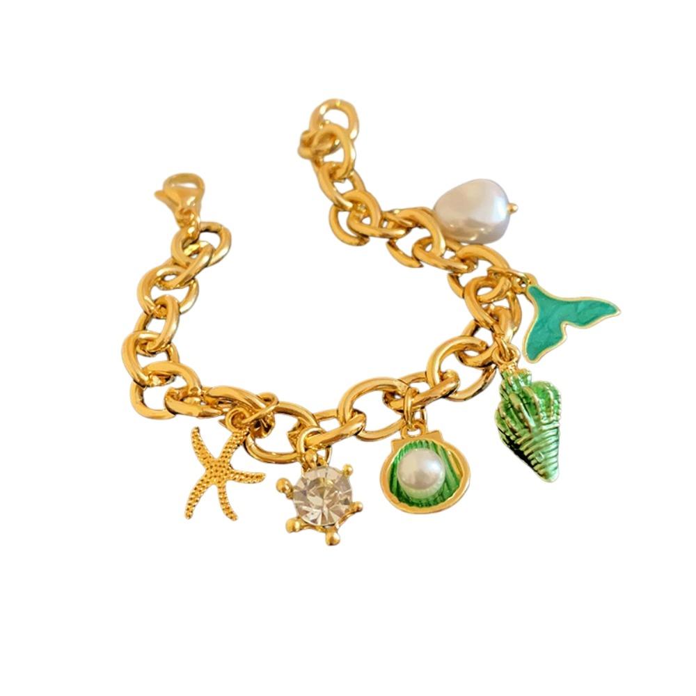 Ornaments Turtle Zinc Zinc Alloy Woven Bangle Zinc Zinc Alloy Rhinestone Pearl Shell Beaded Hand Chain  Daily
