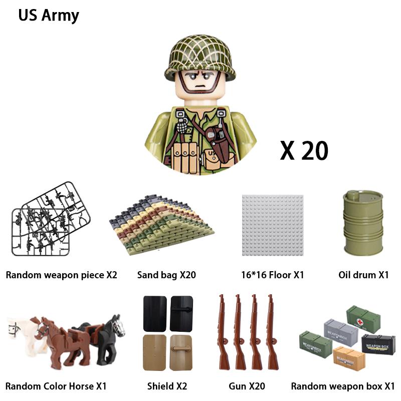Нетоксичные 24 шт. Военные Фигурки Вторая Мировая Война Военный Продукт Фигурка Солдата Строительные Блоки Детский Праздничный Подарок Игрушки Подарки Забавные