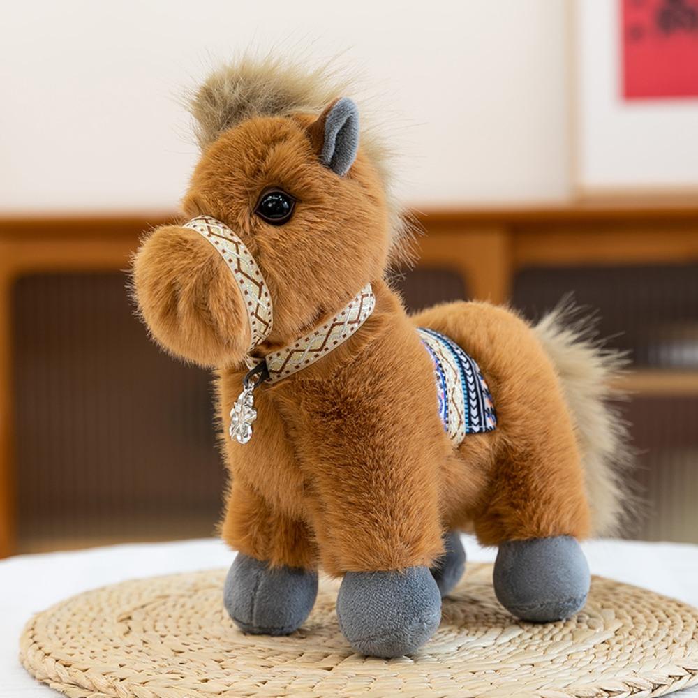 High Quality 23cm Pony Plush Toy Soft Miniature Throw Pillow Doll Realistic Stuffed Horse Zodiac Year of the Horse Gift