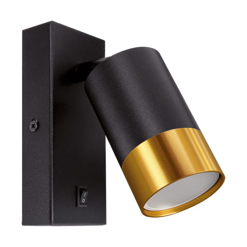 Kinkiet dekoracyjny czarno-złoty ruchomy spot PUZON GU10 35W IP20 Ideus 04133