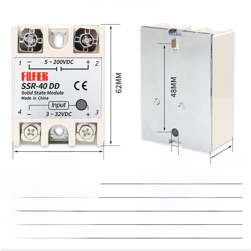 Твердотельное реле переменного тока с управлением постоянным током, 25A-100A, SSR-40DA/60DA/80DA/100DA-H, VA однофазное