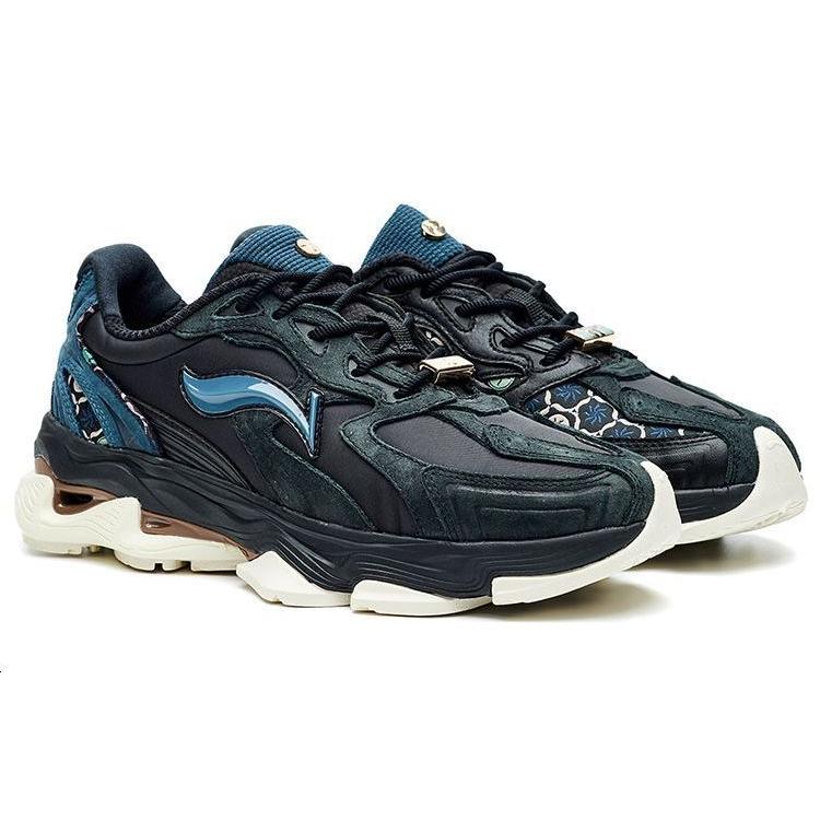 LI NING 1990 Амортизирующие Скользкие Устойчивые к истиранию Низкие Повседневные Кроссовки Женские Зеленый Озерный Синий ALFR182-2