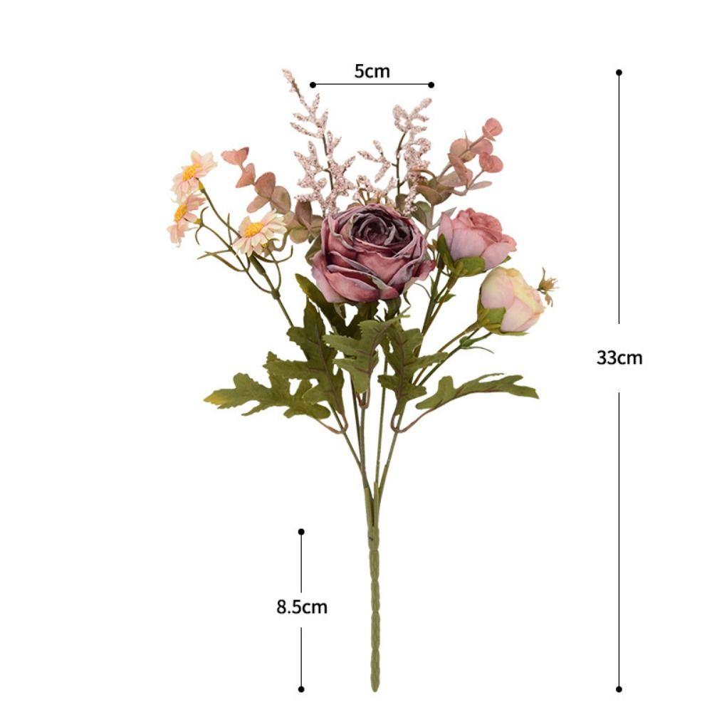 Multicolor Simulation Rose Flower Silk Petals Faux Floral Bouquet Fake Flower Bride Bouquet