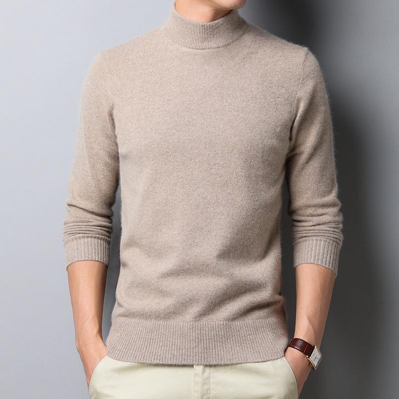 Сплошной цвет мужчины водолазка кашемировый свитер Slim Fit дна свитер бизнес