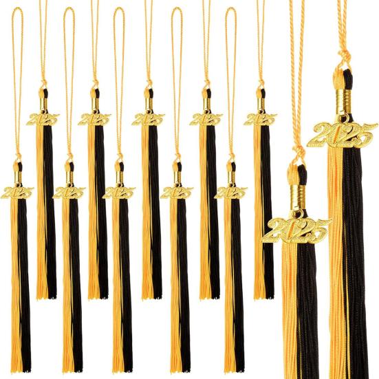 Кисточка для выпускного с подвеской 2025 года, в наличии разные цвета, стиль цветных блоков, длина 40 см, кисточка для рожка на выпускной для школьного сезона