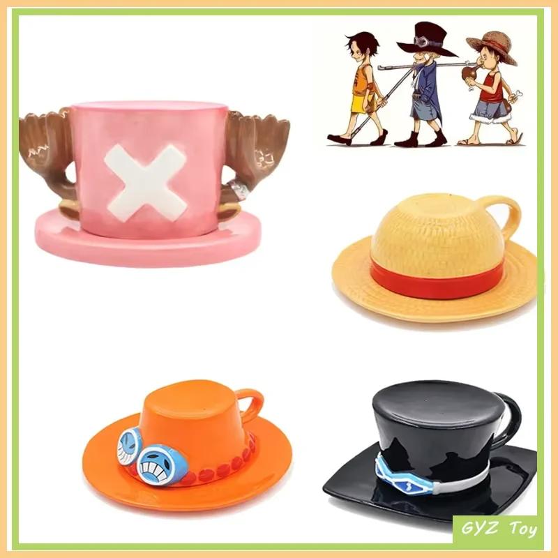 Кружка One Piece, чашка для воды, аниме-косплей, Луффи, Эйс, Сабо, Чоппер, керамическая кружка, принт с персонажем, шляпа, кофейная чашка, принадлежности для вечеринок