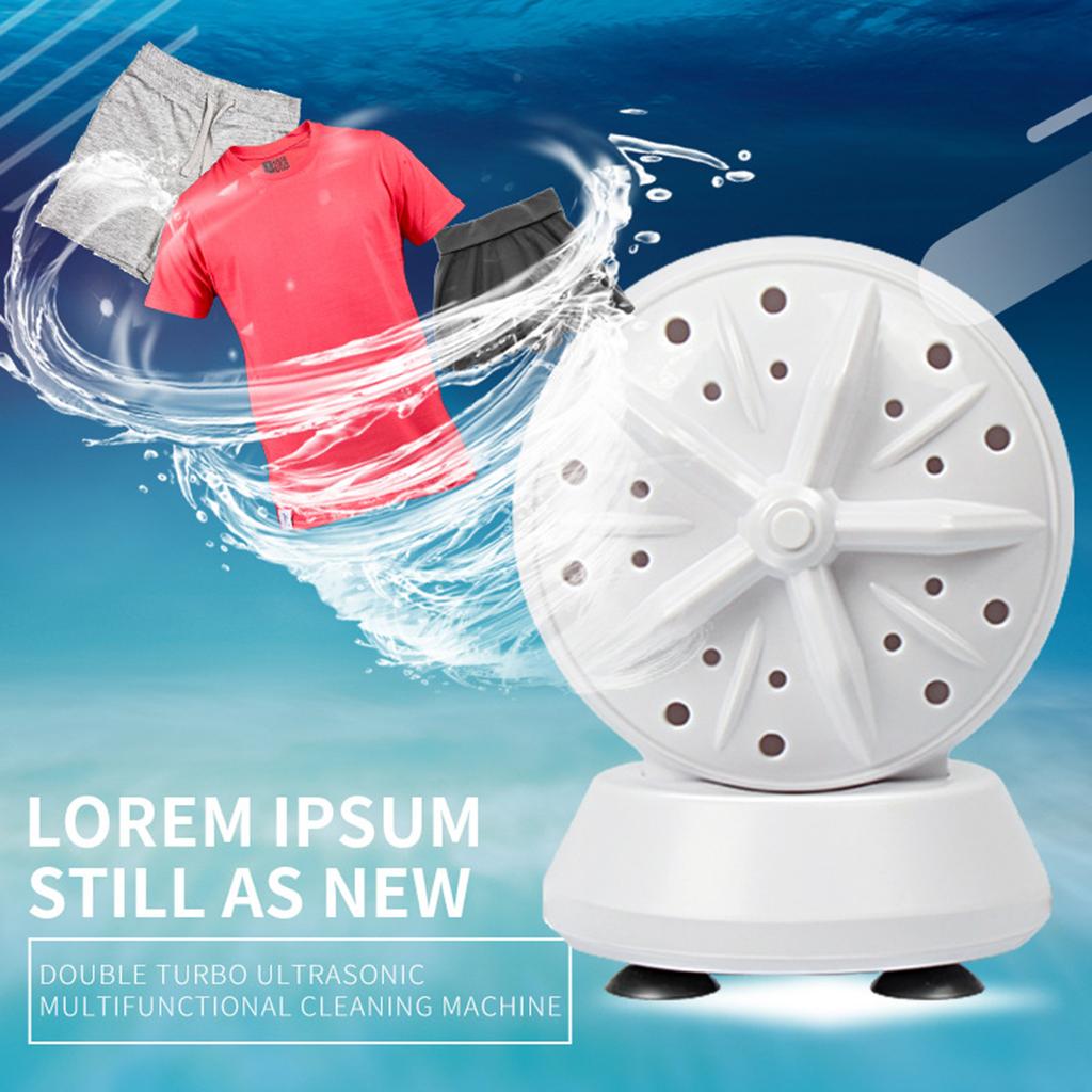 Portable Travel Washing Machine High-Power Mini Laundry Machine Double-Turbine Waving Washer