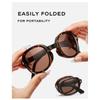 CAPONI Folding Women's Polarized Sunglasses Ultra-Light Fashionable Travel Shades Clear Vision UV Protection Sun Glasses BR23035
