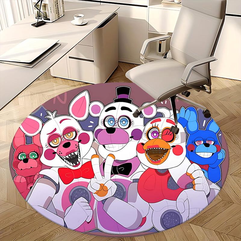 Five Nights at Freddy's, Коврик под стул, Круглый ковер, Офисный ковер, Машинная стирка, Нескользящий, Подходит для гостиных, спален