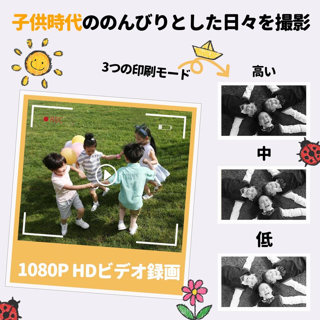 JOYTRIP Детская камера мгновенной печати, цифровая камера, черно-белая термопечать, 48 миллионов пикселей, видео высокой четкости 1080P, карта памяти 32 ГБ, в комплекте USB-C