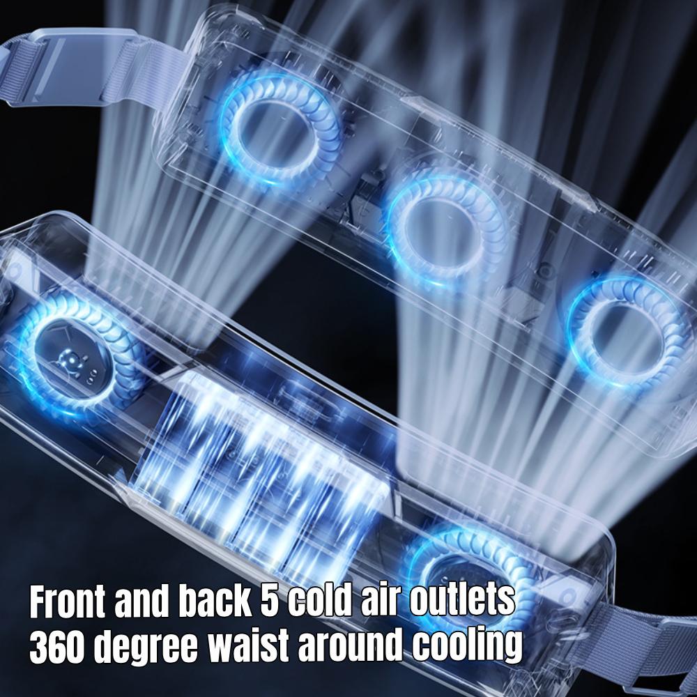 Переносной переносной поясной вентилятор Новый вентилятор с ледяным поясом Охлаждение для занятий спортом на открытом воздухе Перезаряжаемый через USB мини-вентилятор Кондиционер Носимый вентилятор