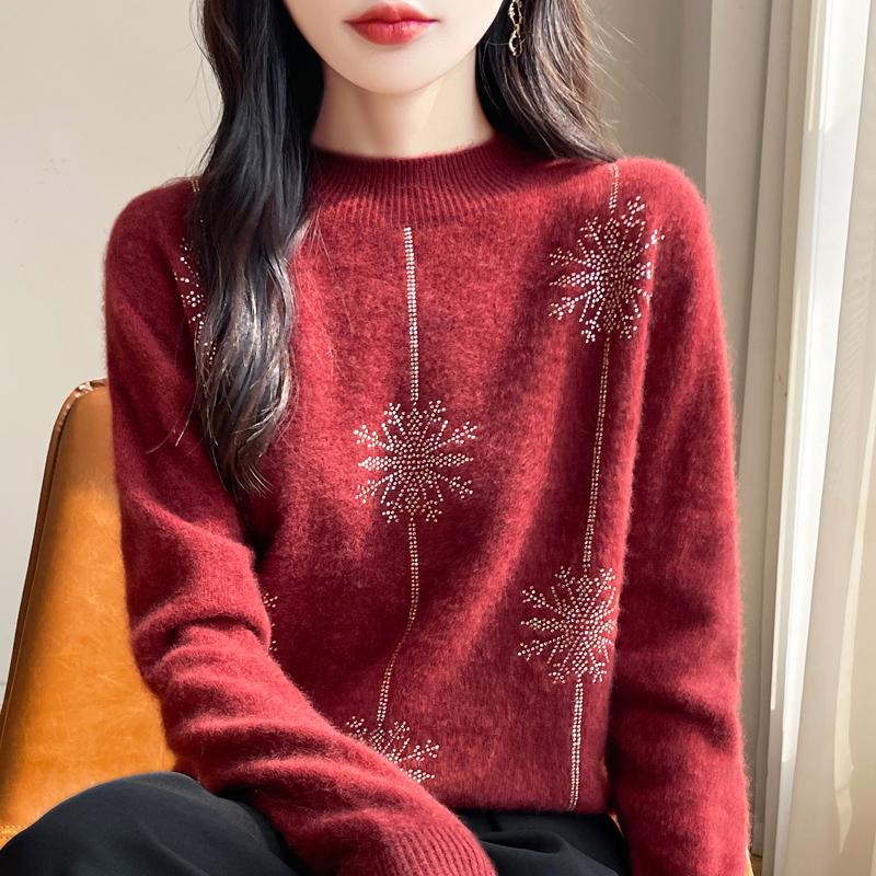 Женский кашемировый свитер Qinghe Cashmere 30% кашемир 70% шерсть Осень и Зима Пуловер Теплый и Модный