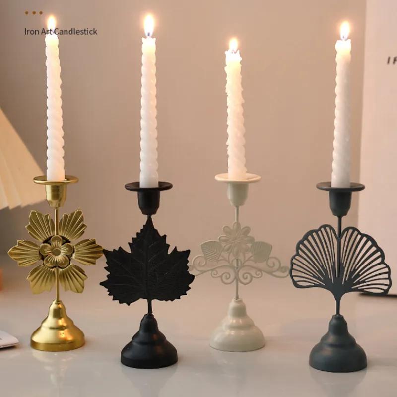 Candlestick Light Luxury Style Romantic Table Decoration Retro Candlelight Dinner Props Simple Decoration Candlestick Ornament Party Decoration