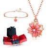 Present Necklace Present Flower Gift Set 18K Gold Metal Hypoallergenic Cherry Blossom Motif Popular Presents for Women On White Wedding [Silver