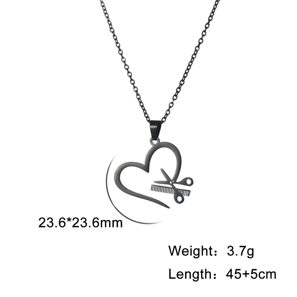 Cazador Hair Stylist Pendant Scissors Comb Chain Necklaces Stainless Steel Necklace Punk Trendy Jewelry for Women Birthday Gift