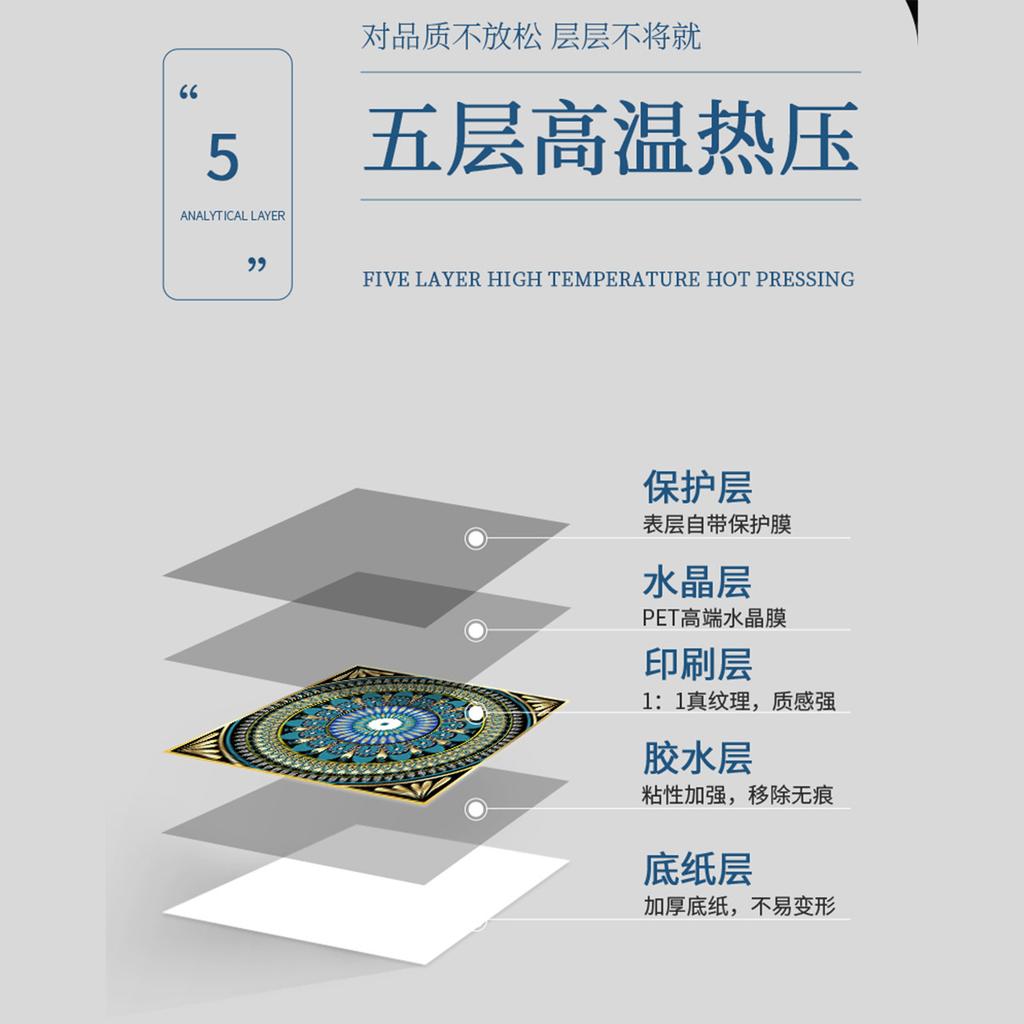 10 штук Кирпич с мандалой Самоклеящаяся наклейка на стену Водонепроницаемая Маслостойкая Кухня Гостиная Настенное украшение Европейская Кристальная Наклейка для плитки