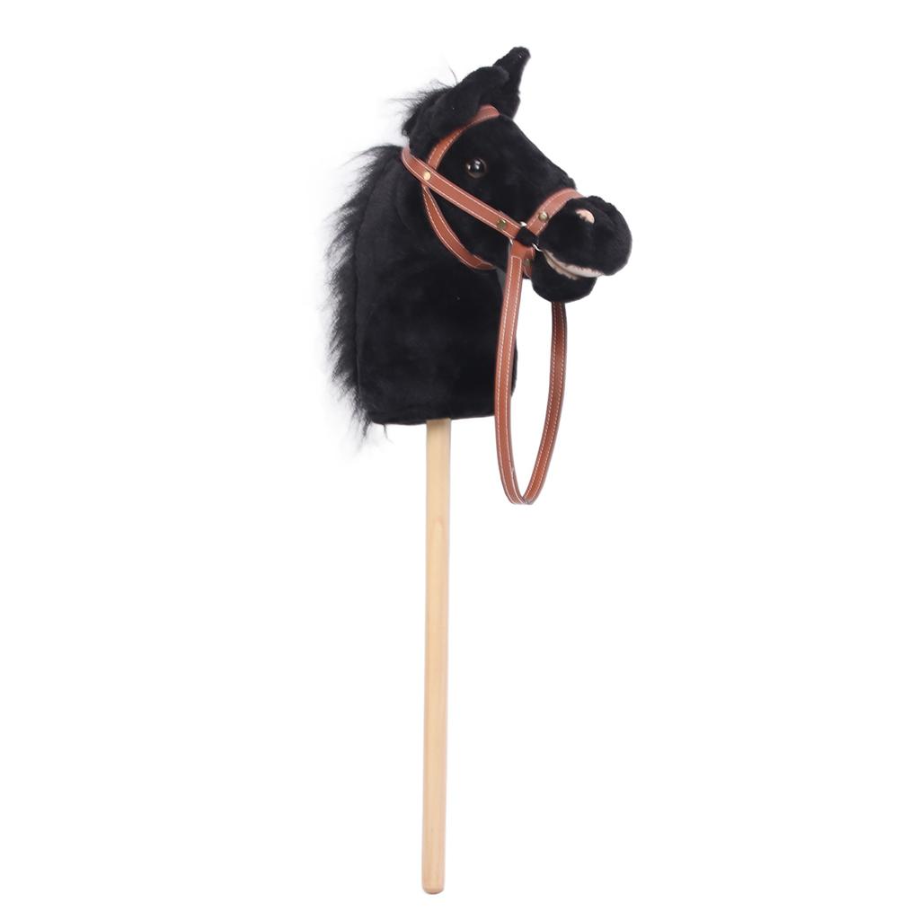 Plush Horse Riding Stick for Kids Balance Development Sturdy Wooden Pole Soft Plush Horse Head