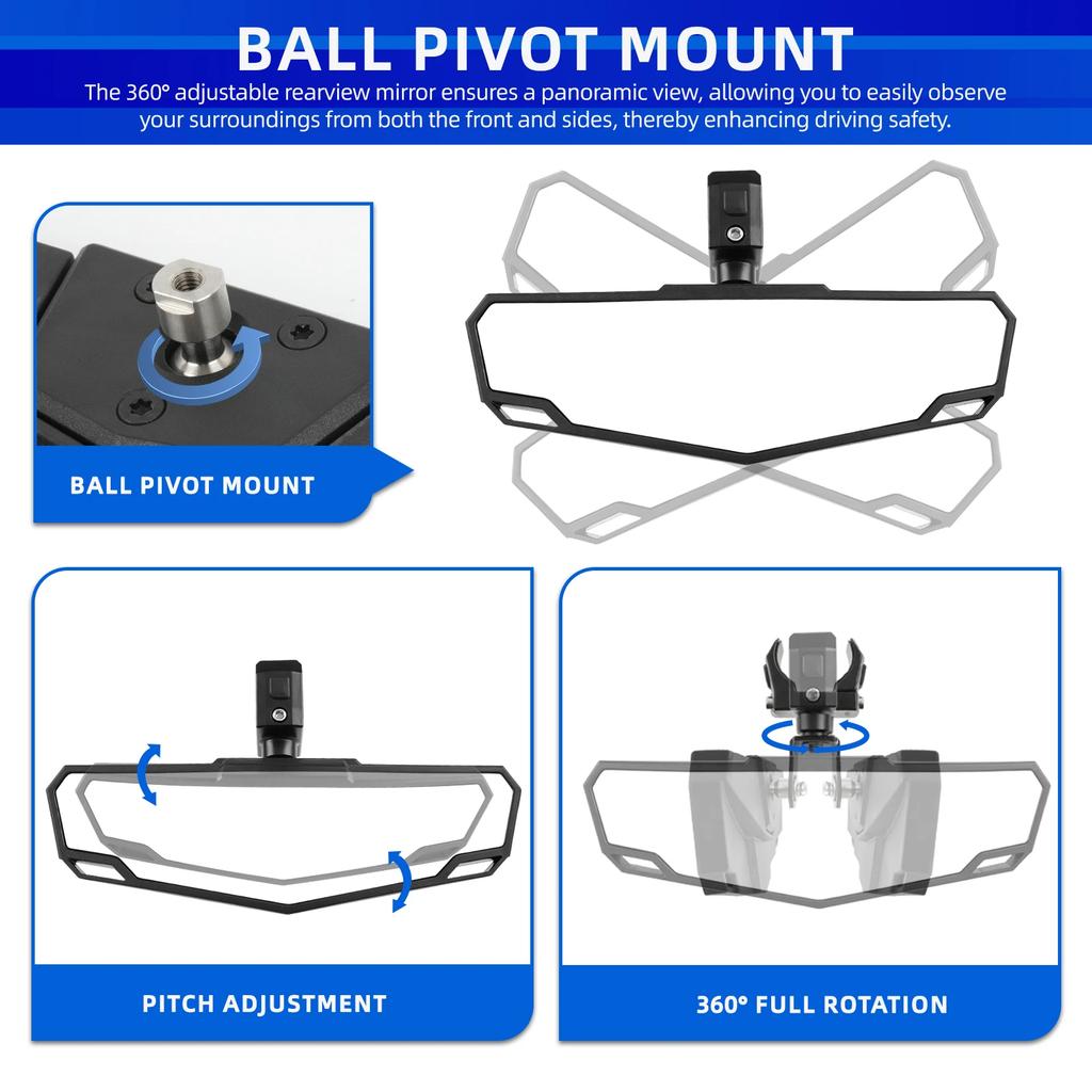 1.75-2 Inch UTV ATV Adjustable Rearview Mirror All-terrain Vehicle For Polaris RZR Center Rear View Mirror Exterior Accessories
