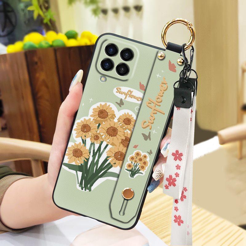 Kickstand Durable Phone Case For Samsung Galaxy M33 5G Global/SM-M336B/DS Anti-dust Oil Painting Flower Fashion Design