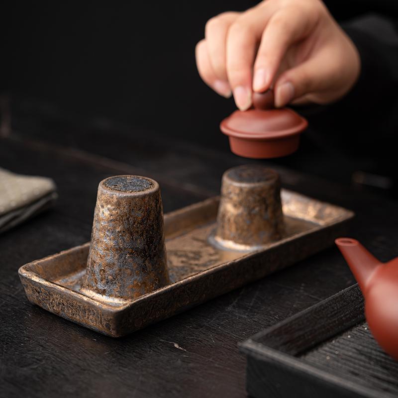 Грубая керамическая сушилка для горшков, держатель для крышек, ретро фиолетово-песочный чайник, подставка для горшка, аксессуары для чайного набора кунг-фу, бытовые