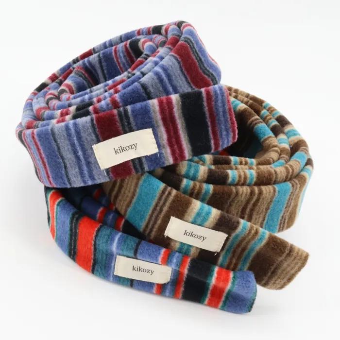 Stripe Fleece Muffler_Blue