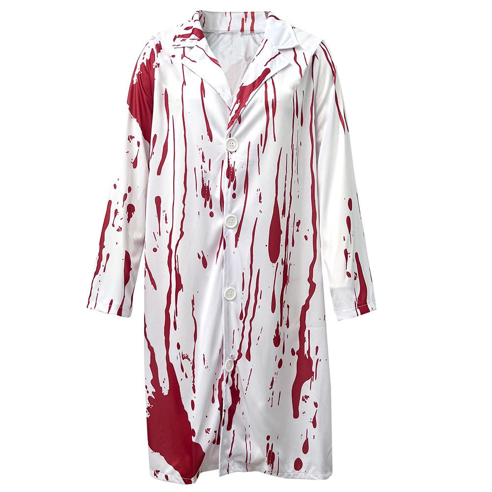 Cosplay Halloween Masquerade Party Uniform, Couple Horror Male Doctor COS Uniform Horror Bloody Female Nurse Uniform Zombie