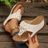Big Floral Clip Toe Sandals Women Summer 2025 Comfortable Soft Sole Wedge Heels Slides Woman Casual Plus Size 43 Slippers Mujer