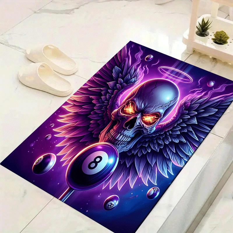 1pc Skull with wings Print, Design Indoor Area Rug - Soft, Anti-Slip, and Durable Gaming Room Decor for Bedroom, Living Room