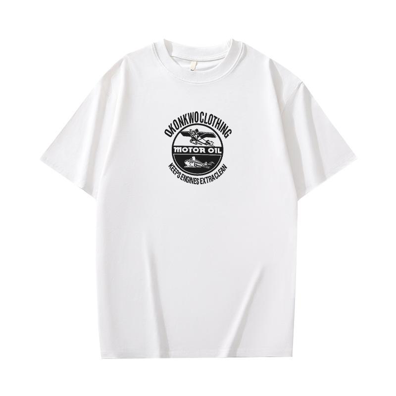 Мужская хлопковая футболка с коротким рукавом на лето, свободная, нишевый модный бренд, с принтом букв, одежда с рукавом до локтя, трендовая футболка