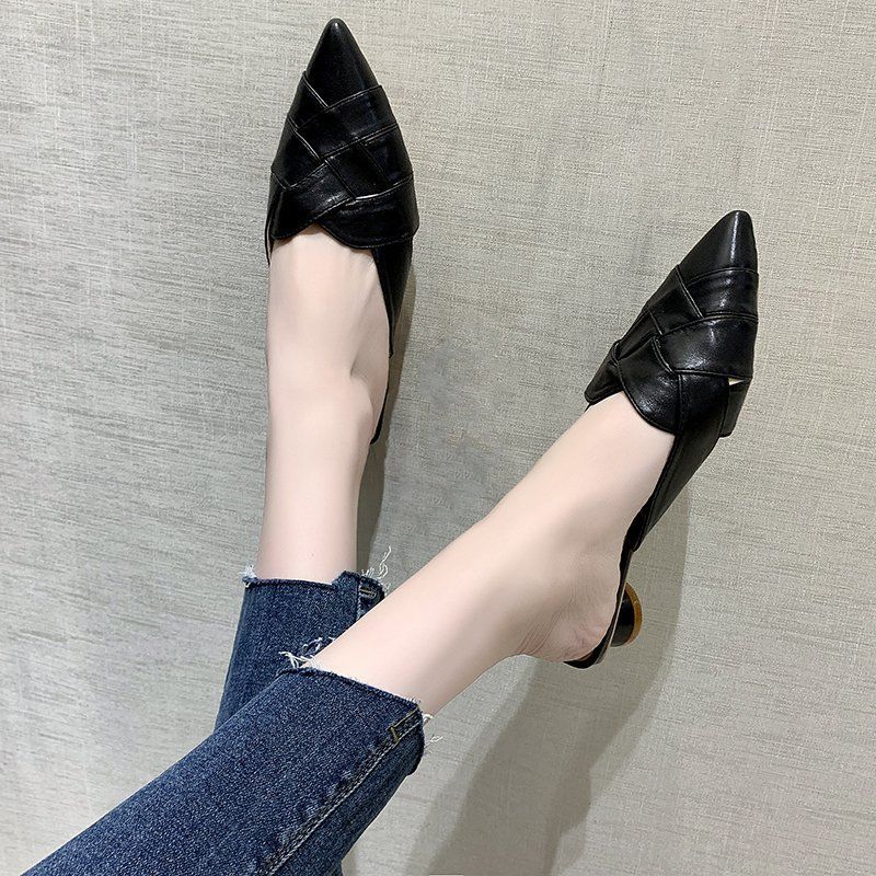 Модные туфли-слайды с острым носком на среднем каблуке, повседневные летние женские тапочки и женские сандалии на распродаже, нескользящая обувь 39 размера